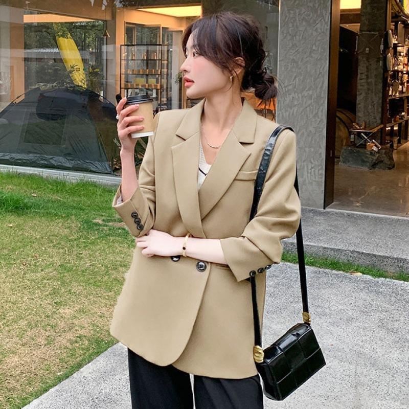 Повседневный пиджак женский осенний деловой костюм модный верх с разрезом сзади