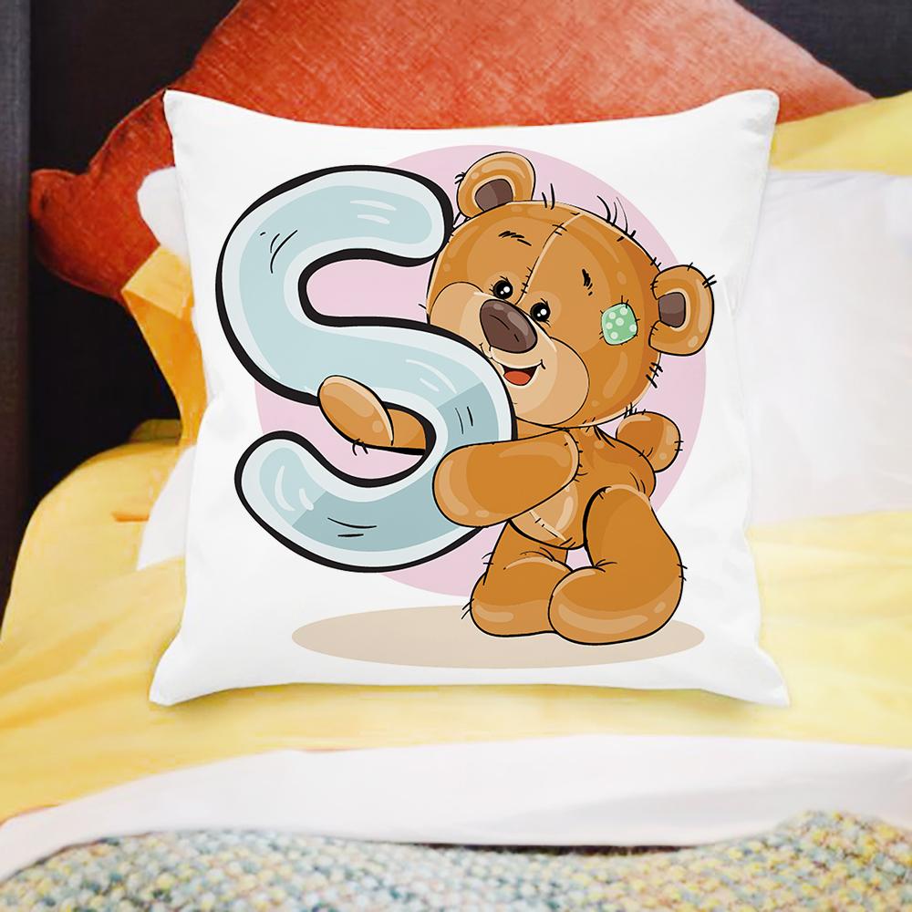 45x45см мультяшный медведь диван украшение детской комнаты милая наволочка с животным печатью букв чехол для подушки
