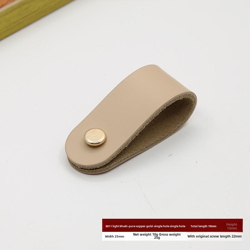 Кожаная ручка для дверцы шкафа и ящика, одно отверстие, вставки из чистой меди