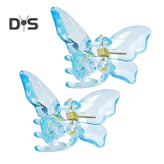 2Pcs Girls Hair Claw Transparent Butterflies Shape Hair Pin Braided Hair Mini Hairpin Clear Mini Braiding Clip Headwear Hair Accessories
