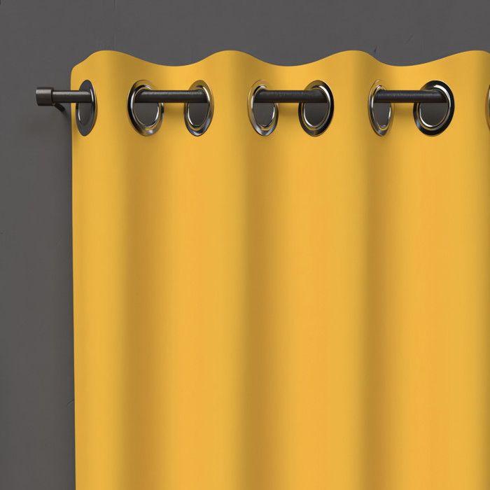 Eyelet Curtain 135X250 Cm BLACKOUT Radiant Yellow, by Soleil D'ocre
