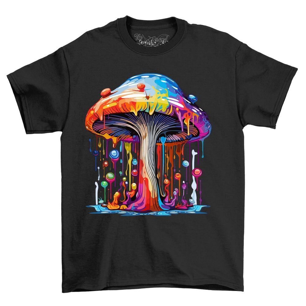 Giant Mushroom Paint Drip Design - Funny and Trippy! Unisex Printed T-shirt To S