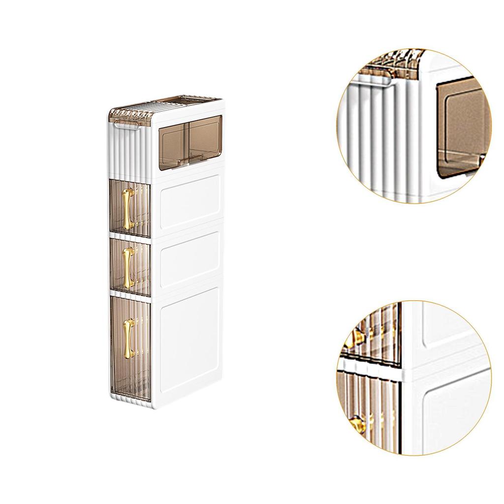 Напольный шкаф для хранения вещей в ванной комнате с ручками на ящиках и бесшумными колесами, экономящими место