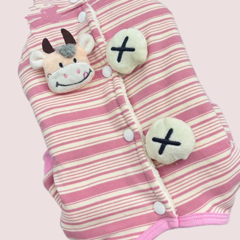 Half-belly Striped Dog Jumpsuit Warm Thick Knit Stretch Pet Clothes Winter