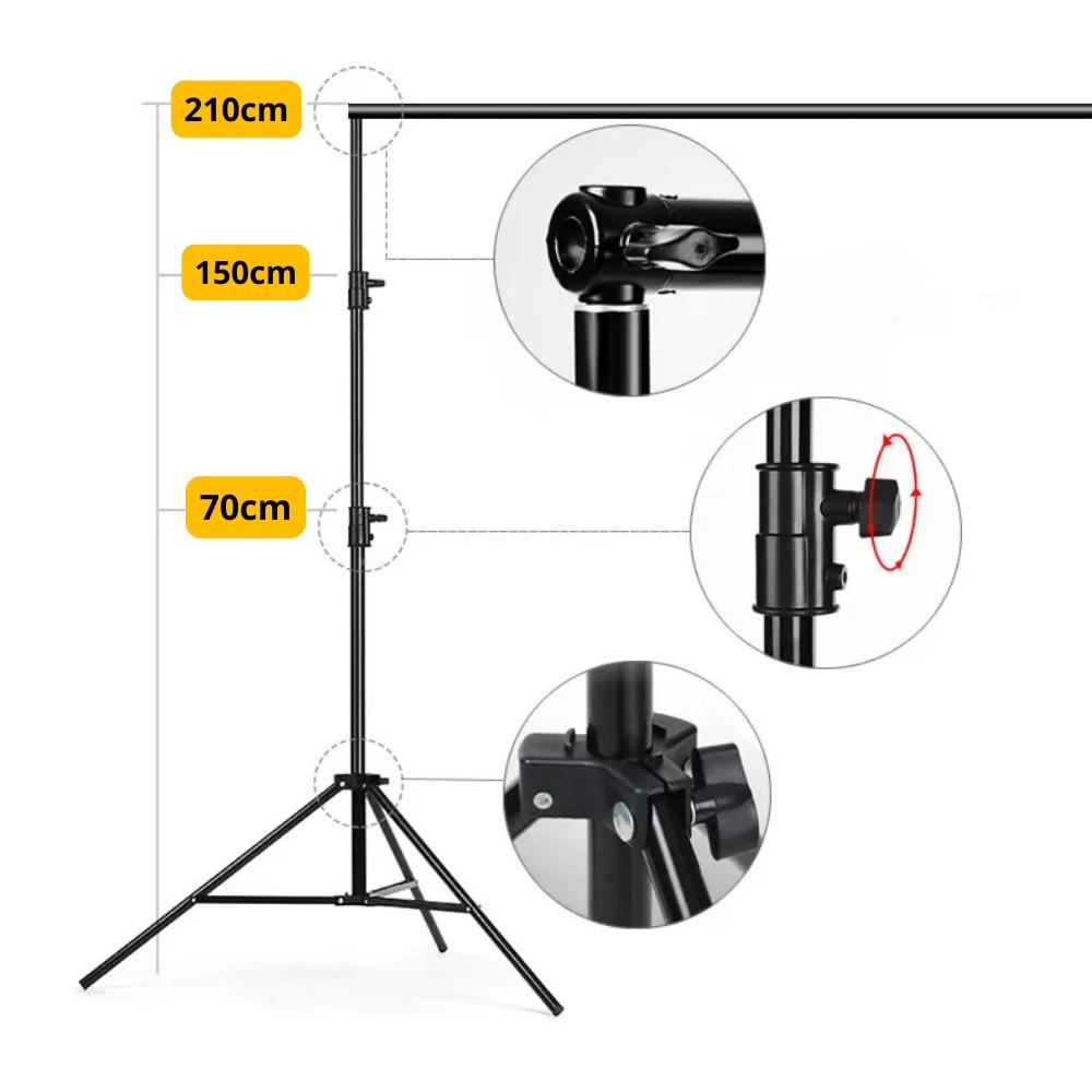 Set Of Tripods For Photographic Backgrounds, Studio Tripod, Shock Absorber, 210X200