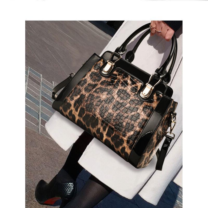 Женская сумка, новая модная и универсальная сумка с леопардовым принтом, большая вместимость из коровьей кожи, сумка через плечо на одно плечо