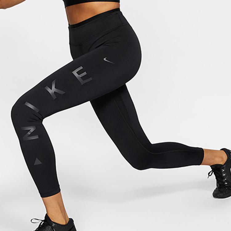 Nike Штаны женские спортивные с принтом Nine-Point Shark Quick-Dry, черные CJ4146-010