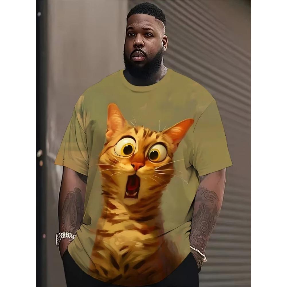 Men's T-Shirt Cartoon Style Animals Pig Cat Graphic 3D Printed T-Shirt Casual Short Sleeved Tee Outdoor Loose Men Clothing Tops