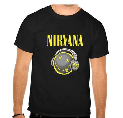 NIRVANA Рок-группа Легенды Рок-музыки Черная ФУТБОЛКА -954-