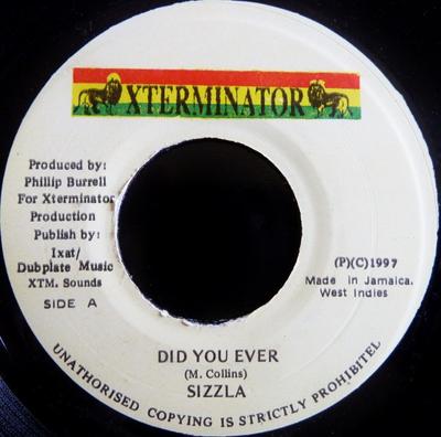 7-дюймовая пластинка SIZZLA - Did You Ever NONE XTerminator 1997 Ямайка Регги, Ска и Даб Б/у