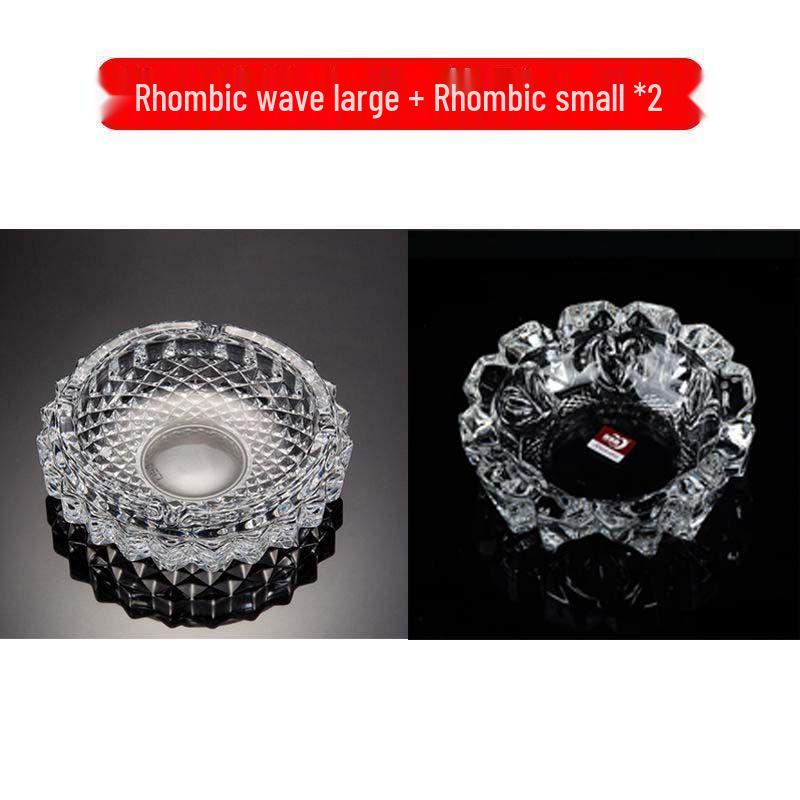 Buy One Get Two: Large Crystal Glass Ashtray for Home, Bedside, or Bar