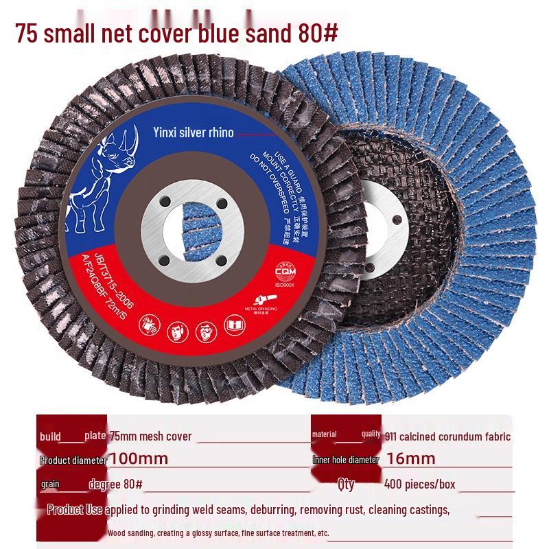 Silver Rhino Thickened Flap Disc: Stainless Steel & Metal Angle Grinder Polishing Wheel with Calcined Abrasive Cloth.