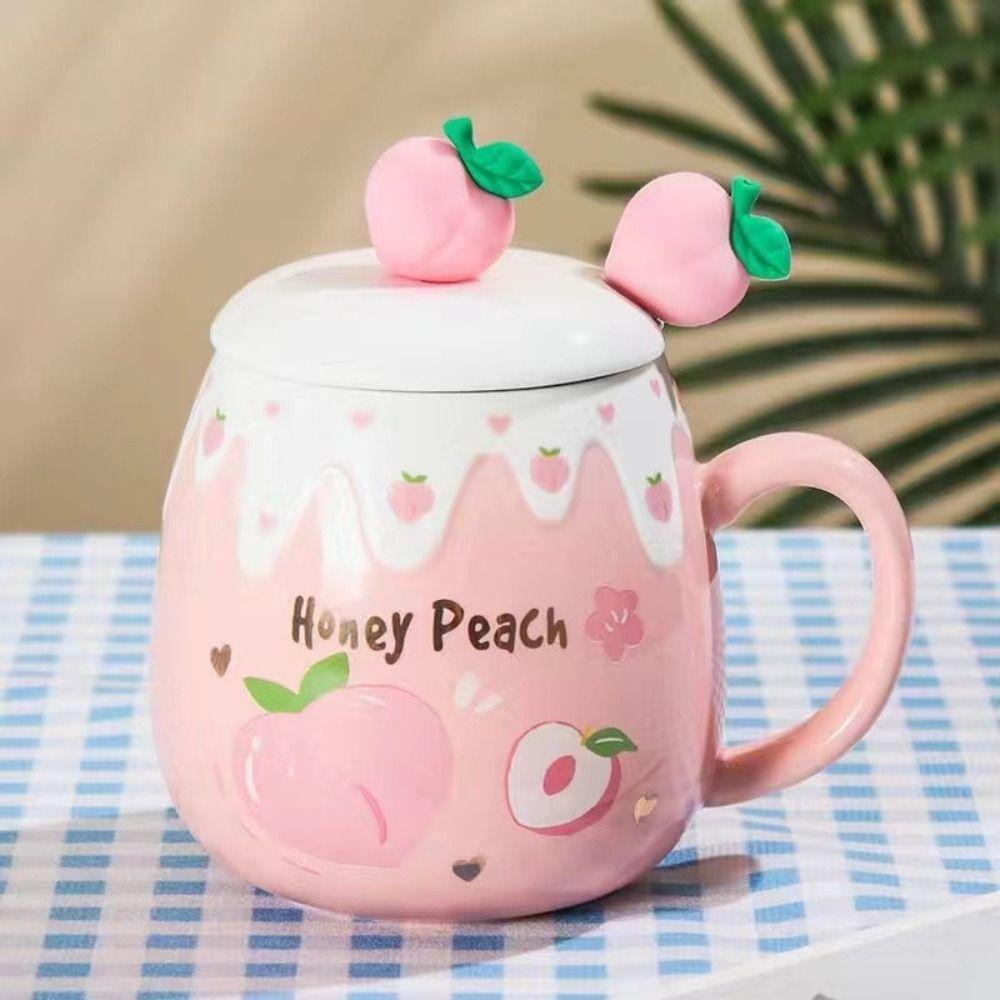 With Lid Coffee Mug 450ML Capacity Ceramic Mug Small Size Porcelain Mug Office Use