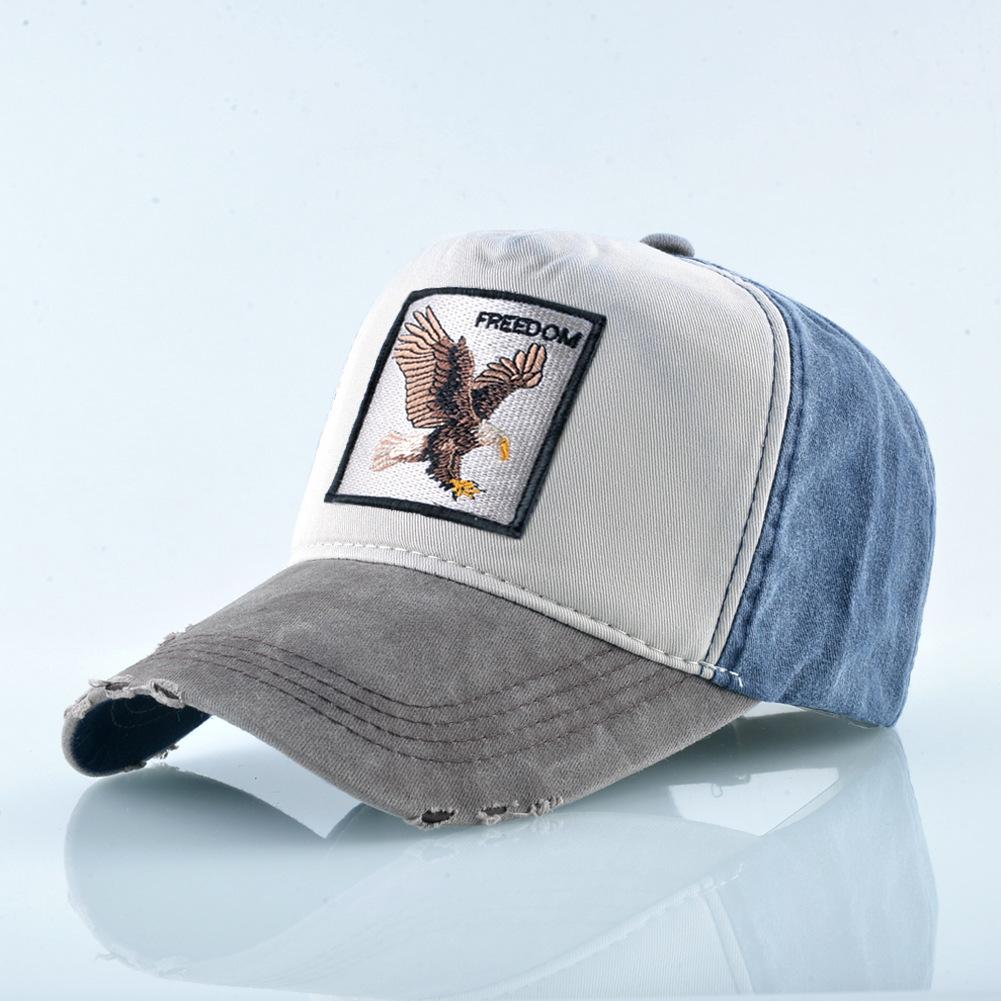 Кепка с вышивкой Животные нашивка Мужская Snapback Хип-хоп Папина кепка Женская Всесезонная Регулируемый козырек Кепка Винтаж Деним Бейсболка Минималистичная