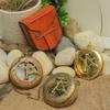 Brass Compass with Leather Case 7.62 Cm Nautical Sundial for Explorer, Steampunk, Hiking, Gifting  Maritime Gift for Set Of 3