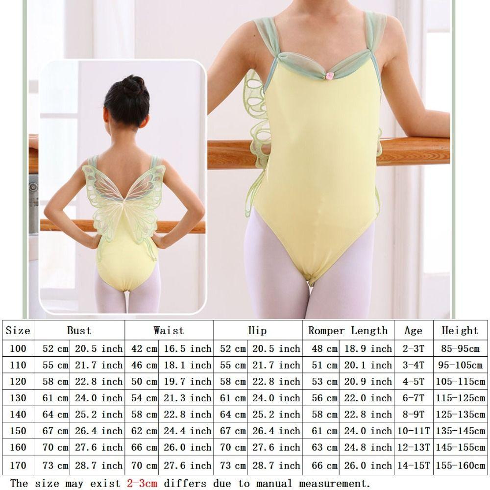 With Butterfly Girls Ballet Leotards Sleeveless Dance Performance Costumes Practice