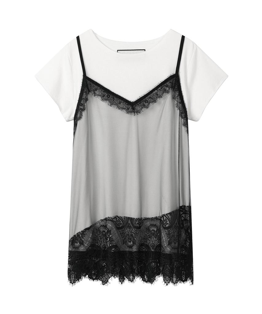 The Vinyl House Lace Layered One-Piece (W) White