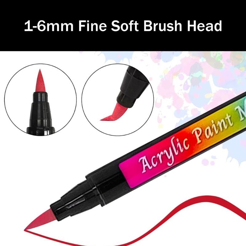 30 шт. Акриловый маркер Художественный маркер 30 цветов Кисть для DIY Роспись обуви, сумки на бумаге, камне, дереве, стекле, холсте
