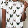 Short Sleeve Dog Print Casual Crew Neck T-shirt for Summer & Spring, Women's Clothing