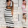 European & American Striped Beach Bikini Long Dress Set for Women