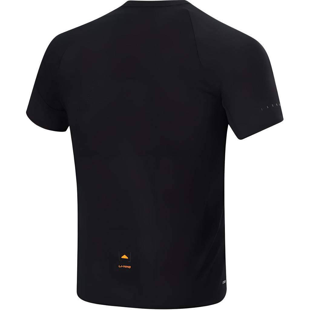 Футболка Li Ning Running Series с круглым вырезом, быстросохнущая, дышащая, облегающая, с коротким рукавом, мужская, черная ATSU003-1