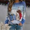 Women's Casual Fashion Christmas Print Long Sleeve O-Neck Pullover Top