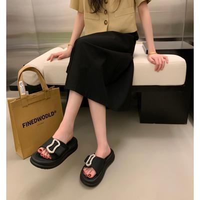 Женские летние тапочки со стразами, новые летние универсальные пляжные сандалии Hugh на платформе и подошве, обувь без шнуровки