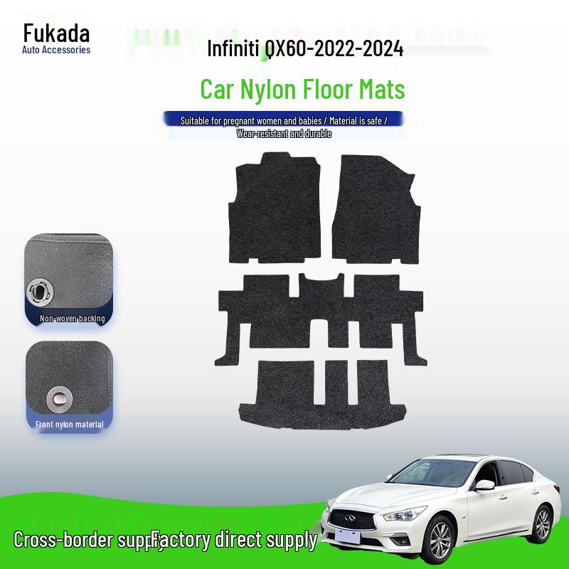 Exquisite Quality Nylon Custom Black Driving Floor Mats for Infiniti QX60-2024 Models