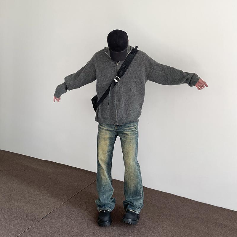 Мужская новая уличная одежда Y2k, рваные винтажные джинсы, потертые повседневные модные уличные брюки, осенне-зимние расклешенные джинсовые брюки для мужчин