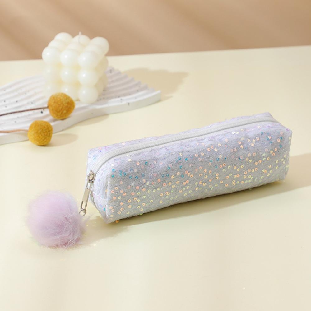 Large Capacity Sparkle Pen Bag Glitter Cosmetic Organizer Portable Pencil Storage Case Universal