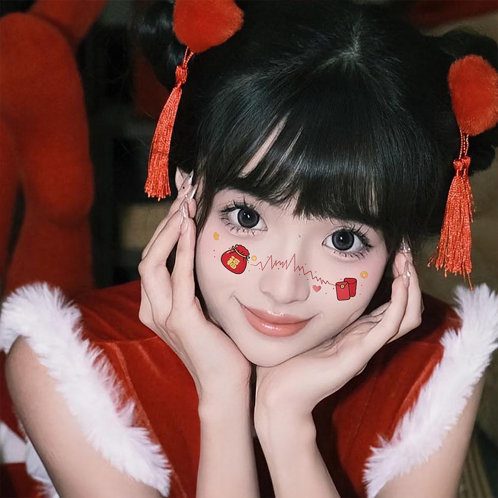 Новые красивые наклейки для лица, сладкие новогодние праздничные вечеринки, женские декоры, накладной макияж, перенос E8H2