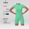 Women's Ribbed Short Sleeve Zipper Yoga and Running Jumpsuit