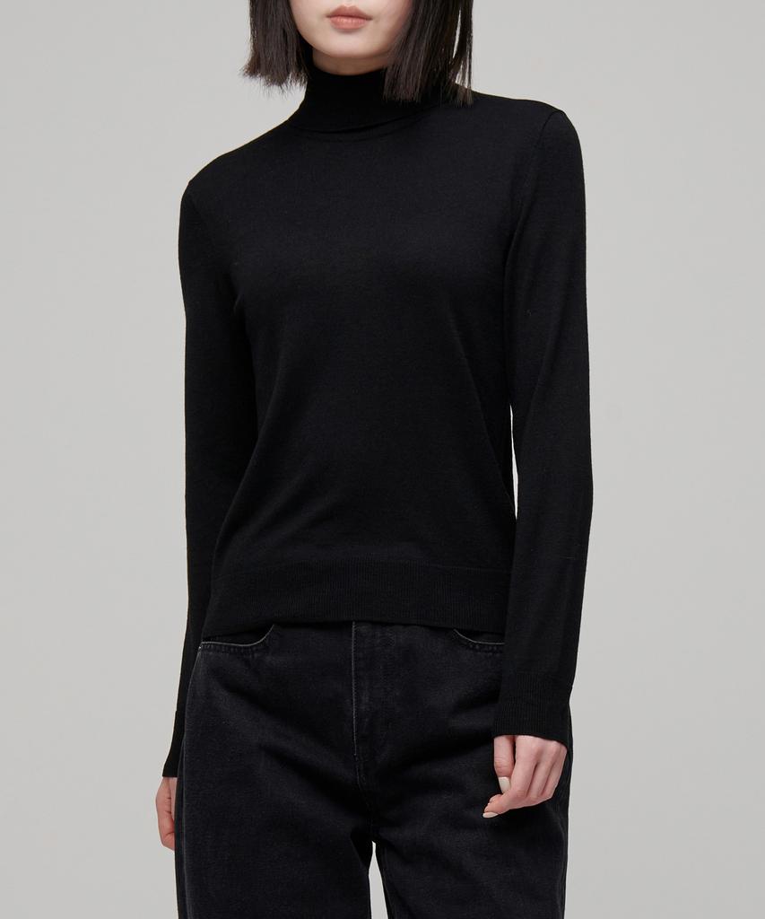 MUSINSA STANDARD WOMAN Women'S Merino Wool Blend High-Gauge Turtleneck Knit [Black]