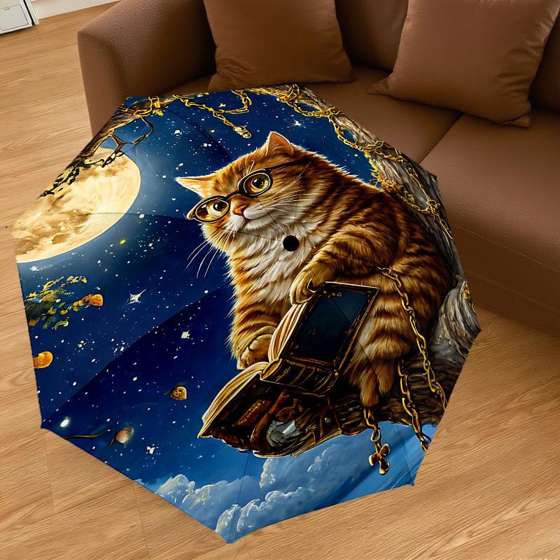 1PC cat book Umbrella-9-Rib Reinforced, Automatic Open, Lightweight & Durable, Cute Fashion Accessory for Outdoor-P0747