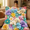 Flannel Bear Pastel Blanket Soft Nap Blanket Cute Throw Blanket  All-Season
