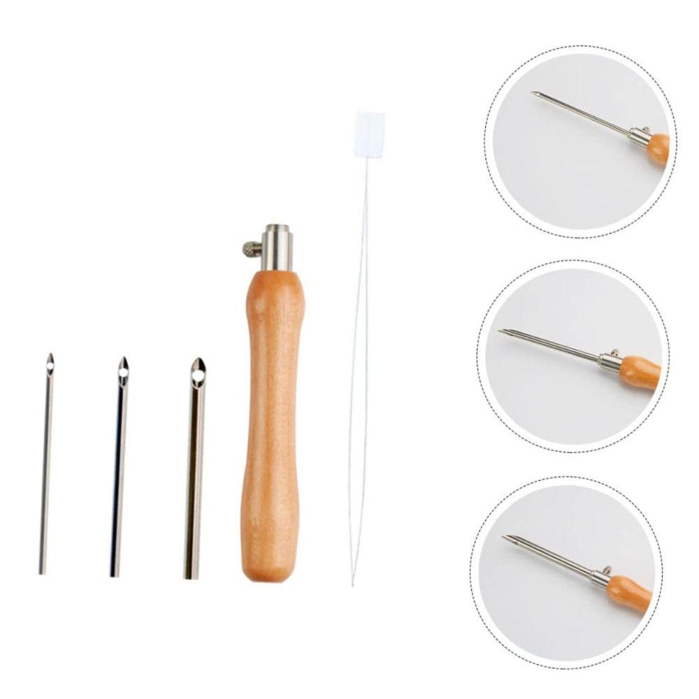 Wooden Handle Knitting Embroidery Pen Stitchwork Needle Poke Needle Embroidery Punch Needle