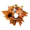 Halloween Candle Ring Wreath Artificial Pumpkin Sunflower Maple Leaf Wreath Pillar Candle Holder for Wedding Home Table Decoration