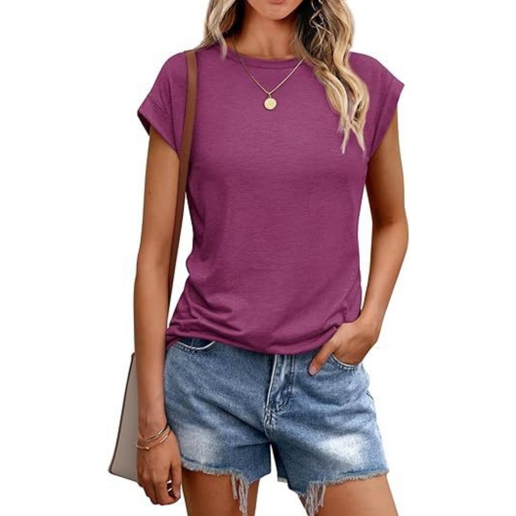 Женская летняя повседневная базовая футболка с круглым вырезом, однотонные топы, хлопковые повседневные женские топы с короткими рукавами, топы, спортивная рубашка