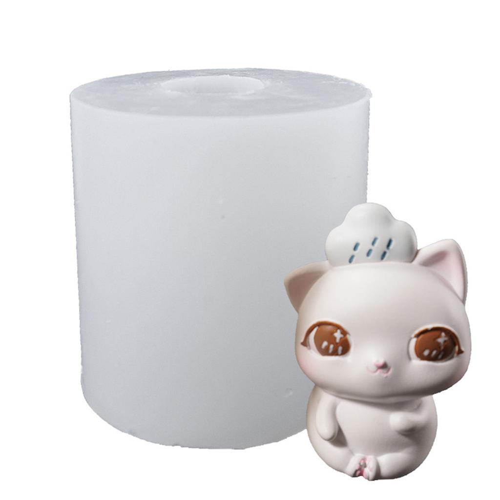 Cartoon Cat Casting Die Baby Kitten With Weather Decor Soft Silicone Stencil For Chocolate Soap Candle Wax DIY Craft