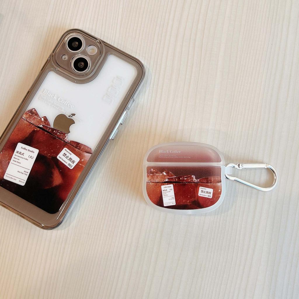 Ice Coffee Ins Label Wireless Bluetooth Headset Charging Box For Airpods 1 2 3 Pro 2nd Cartoon Silicone Soft Earphone Case