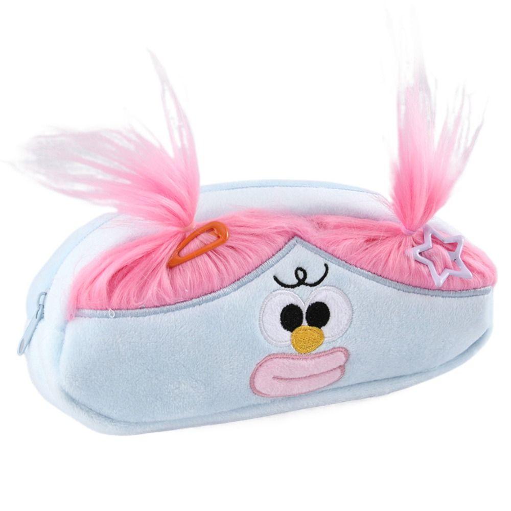 DIY Fluffy Hair Pencil Case Holder Stationery Storage Soft Plush Pen Bag Schools Supplies