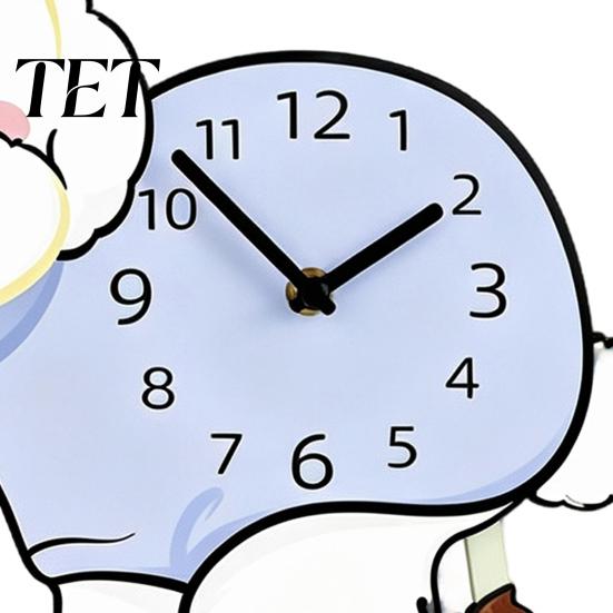 Non Ticking Wall Clock Pooping Dog Clock, Wooden with Swinging Pendulum, Silent Easy Setup for Living Room Home Office, Gift Lover Movement