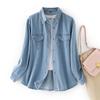 Vintage Denim Shirt Korean Style Loose Fit Long Sleeve Layering Top Spring Autumn Casual Jacket