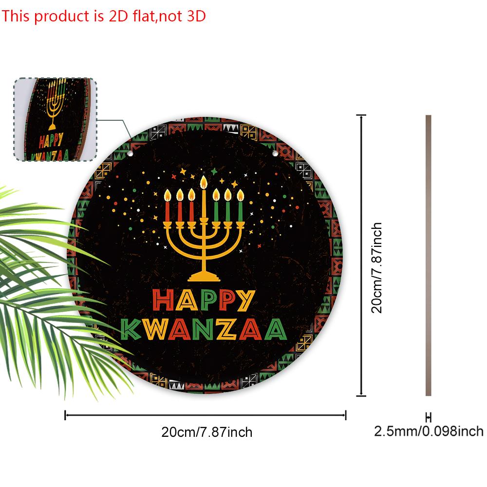 Classic Happy Kwanzaa Wooden Sign - African American Festivals Round Sign for Front Door, Wall Hanging Decor - Ideal Kwanzaa Decor
