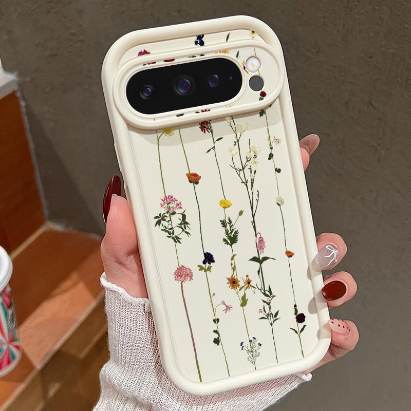 Чистый цветной цветочный узор мягкий матовый чехол TPU для Google Pixel 9 Pro XL 8 Pro 8A простой противоударный защитный чехол для телефона
