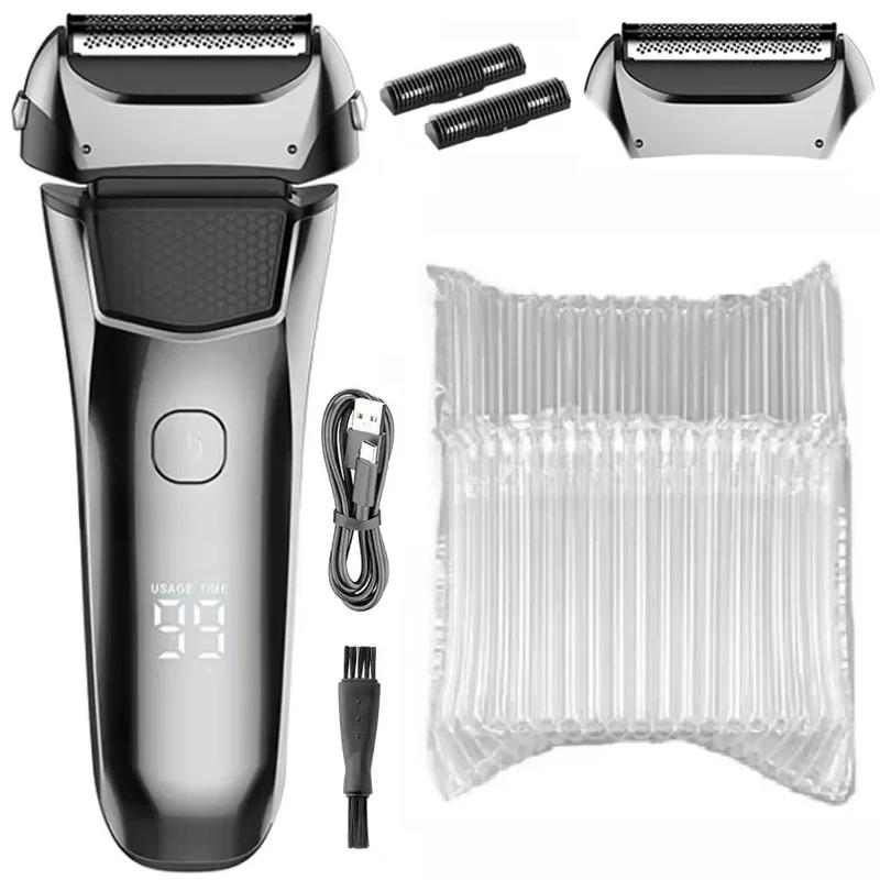 Мужская электрическая бритва для лица и бороды для влажного и сухого бритья, перезаряжаемая профессиональная бритва, бритвенная машинка