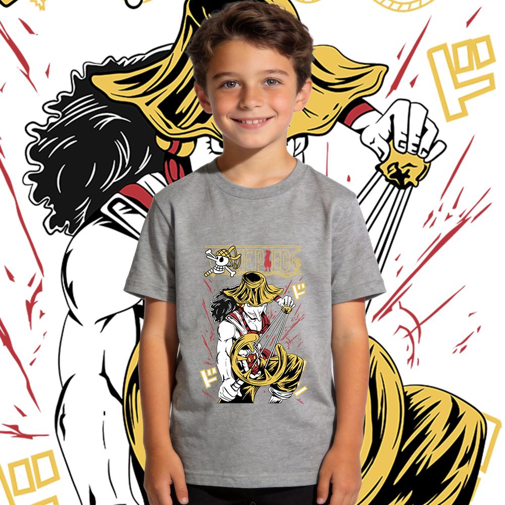One Piece Usopp Anime Print Boys Girls Cotton T Shirt Casual Short Sleeve Kids Summer Top Soft Breathable Daily Wear