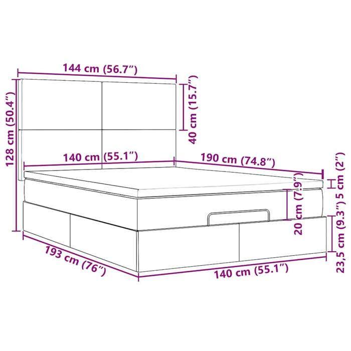 VidaXL Cadre de lit ottoman avec matelas vert foncé 140x190 cm velours, cadre de lit, cadre de lit rembourré, cadre de lit 3314249