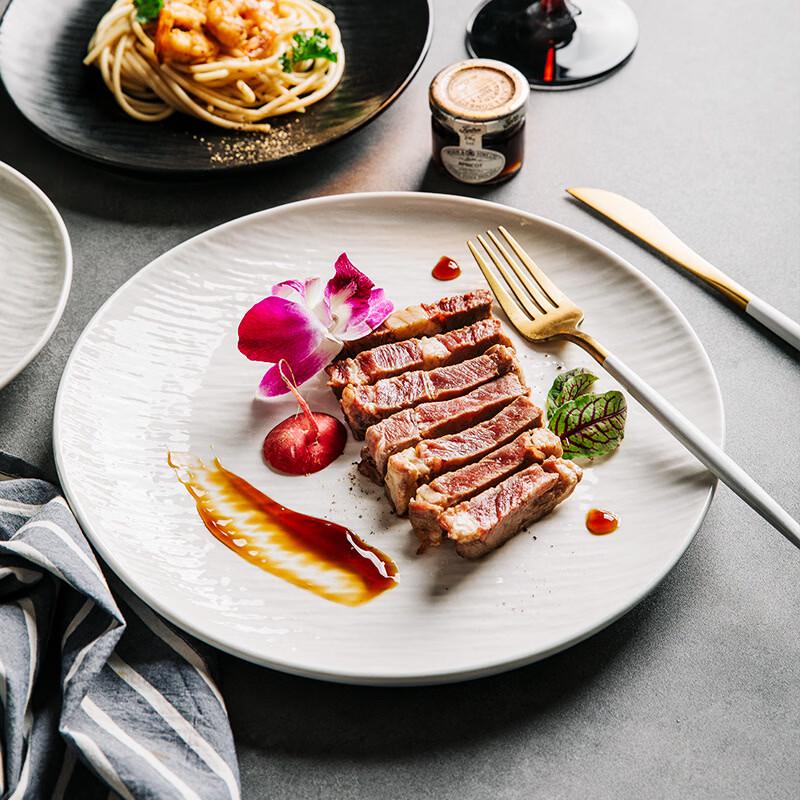 ZISIZ 12-inch Black Rock Pattern Dinner Plate