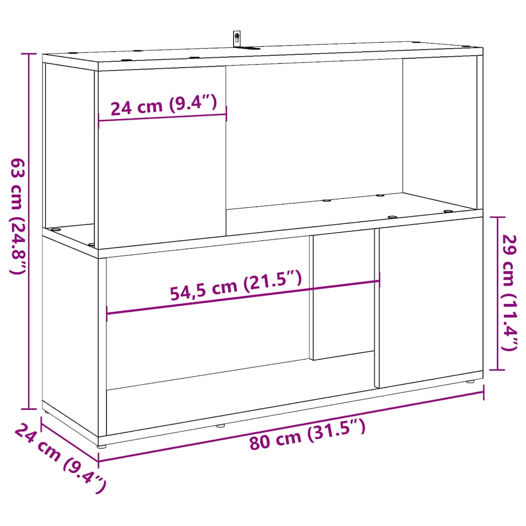 Bookshelf Room Divider Rustic Wood Look 80 x 24 x 63 cm